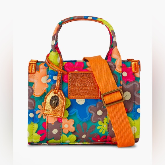 Kurt Geiger Handbags - NWOT Kurt Geiger Multicolor Floral Tote with Orange Strap